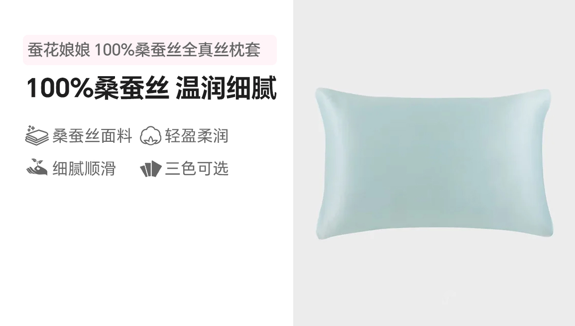 蚕花娘娘 100%桑蚕丝全真丝枕套 高档单人丝绸枕套 三色可选 74*48cm