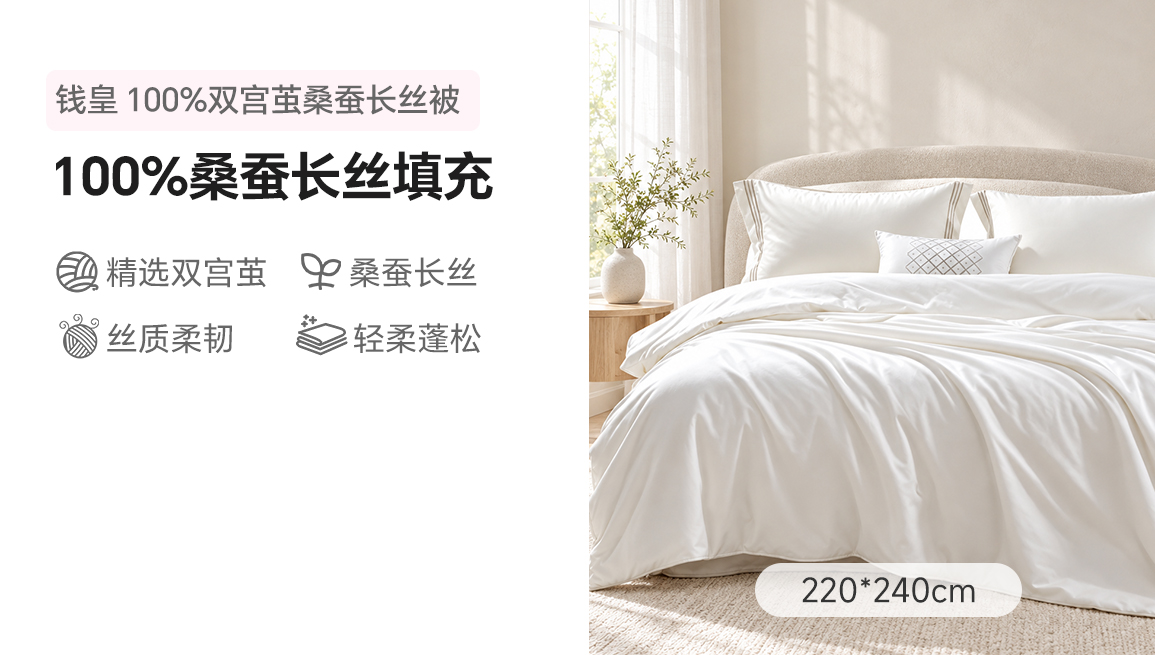 【中国直邮，时效8-20天】钱皇 100%双宫茧桑蚕长丝被 星河璀璨系列 优中选精 220*240cm